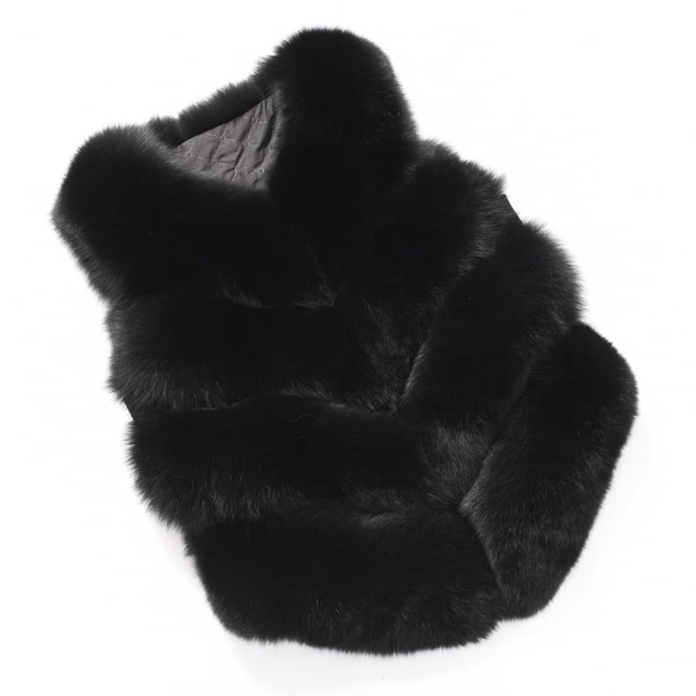 Black fox fur vest